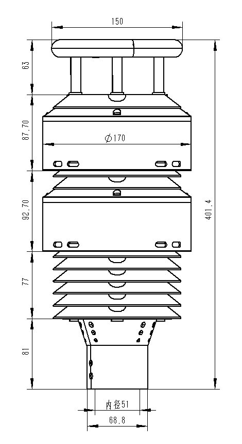 一體化大氣環(huán)境傳感器產品尺寸圖