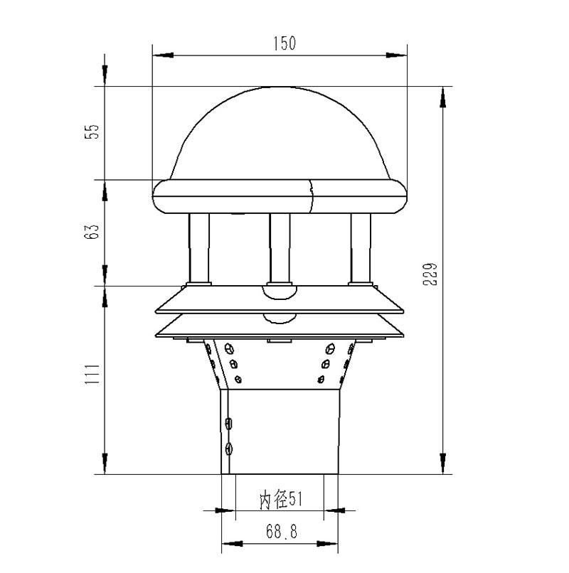 光學雨量監(jiān)測儀產(chǎn)品尺寸圖