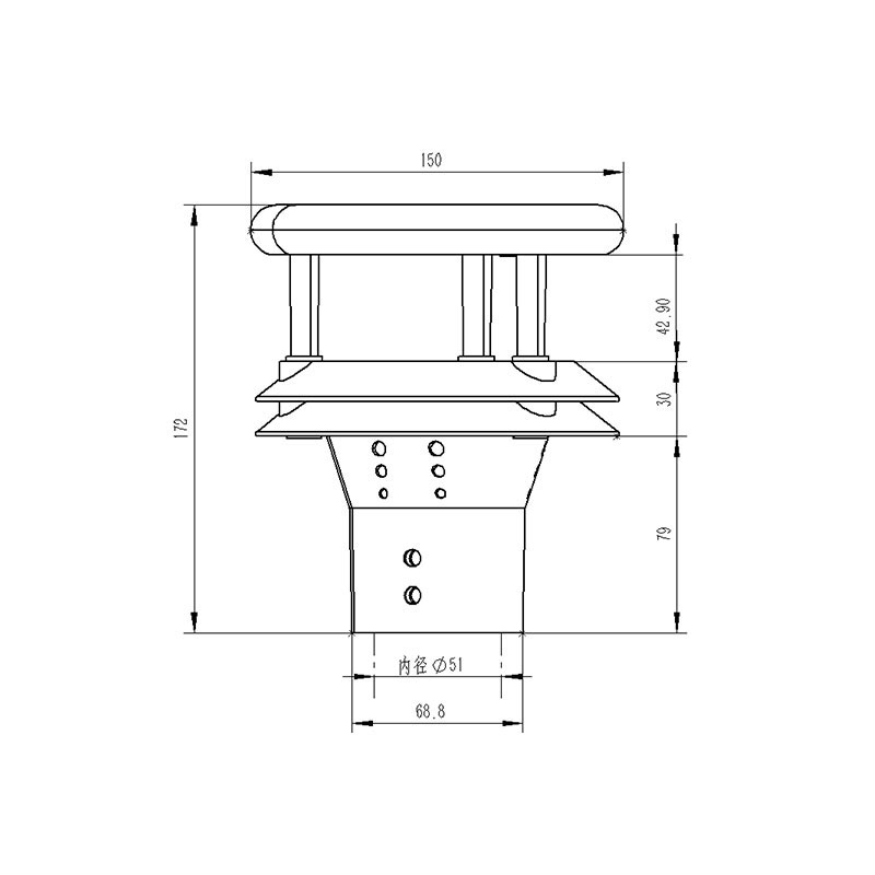 風(fēng)機(jī)現(xiàn)場使用風(fēng)向標(biāo)氣流探測產(chǎn)品尺寸圖